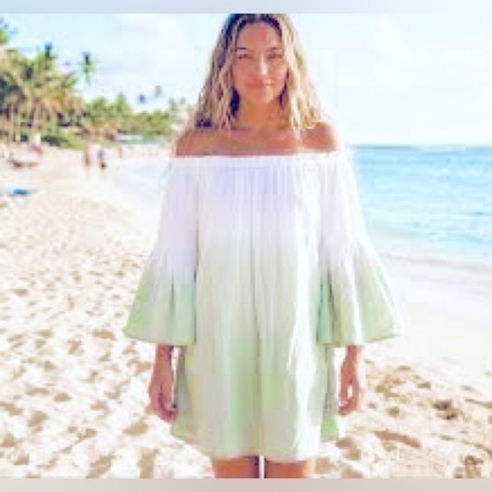 Kiwi + Punch ombré flare sleeve mini dress/tunic gauzy, bohemian dip-dye Two way